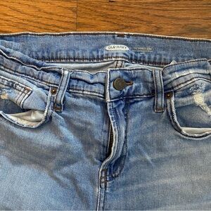Old Navy Women's Light Blue Worn in ripped High Rise Jeans